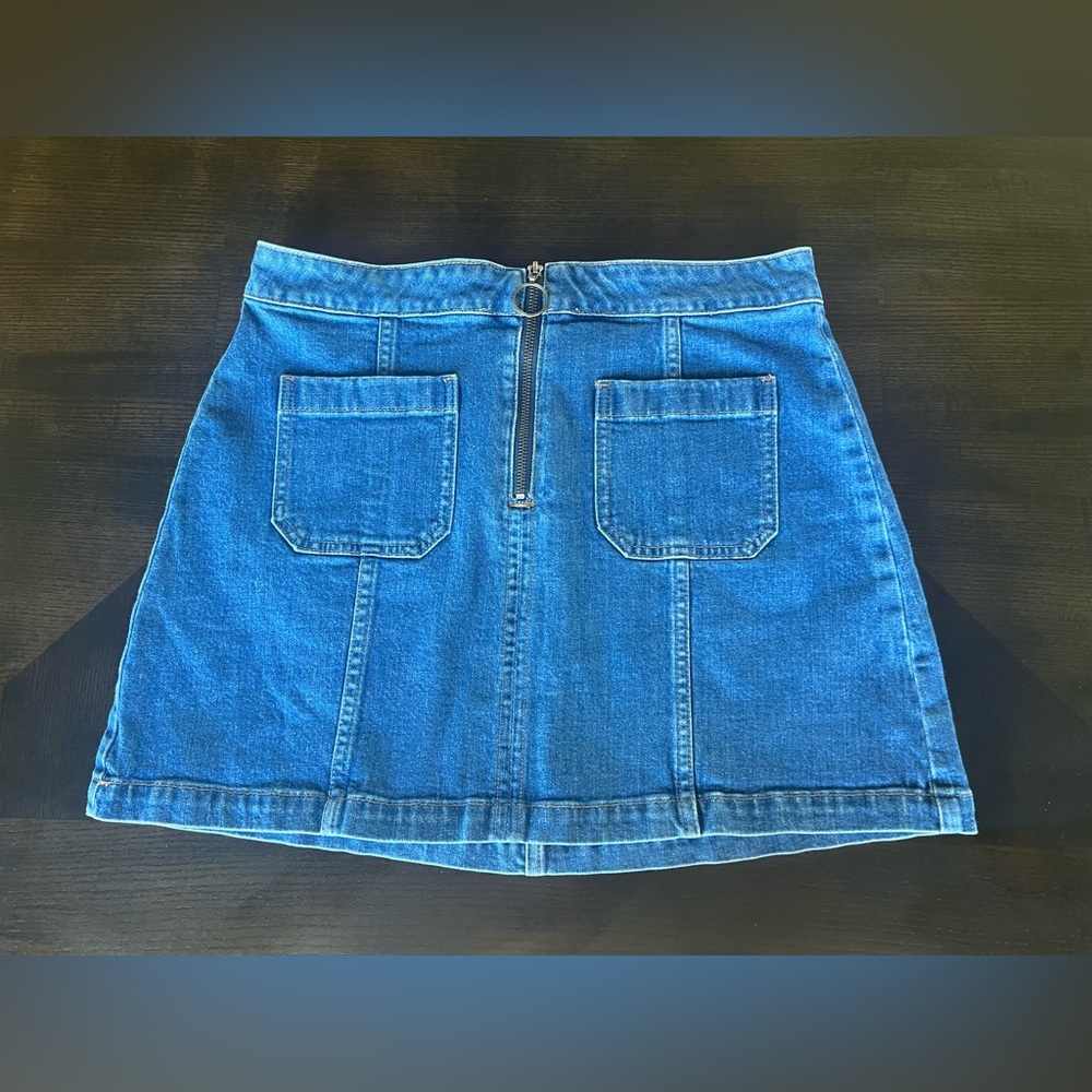Madewell O-Ring Zip-Front Denim Mini Skirt with Patch Pockets Size 31